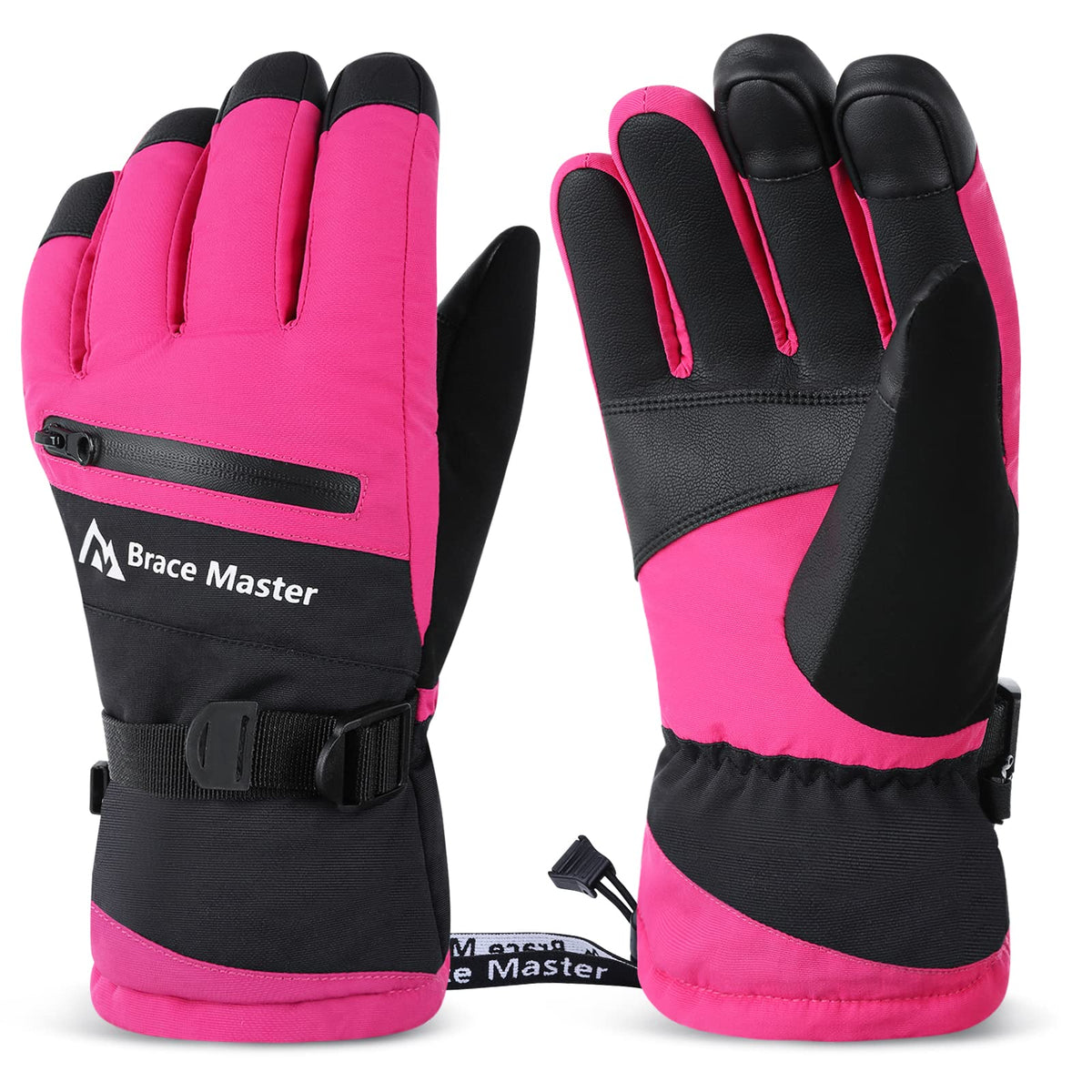 Brace Master Waterproof Ski Gloves (Rose Red)