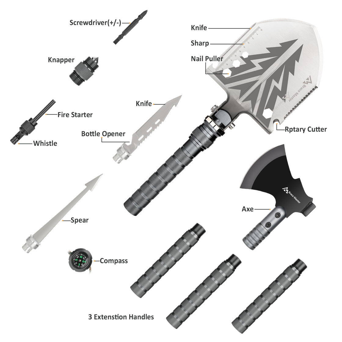 Brace Master Camping Shovel and Axe Set