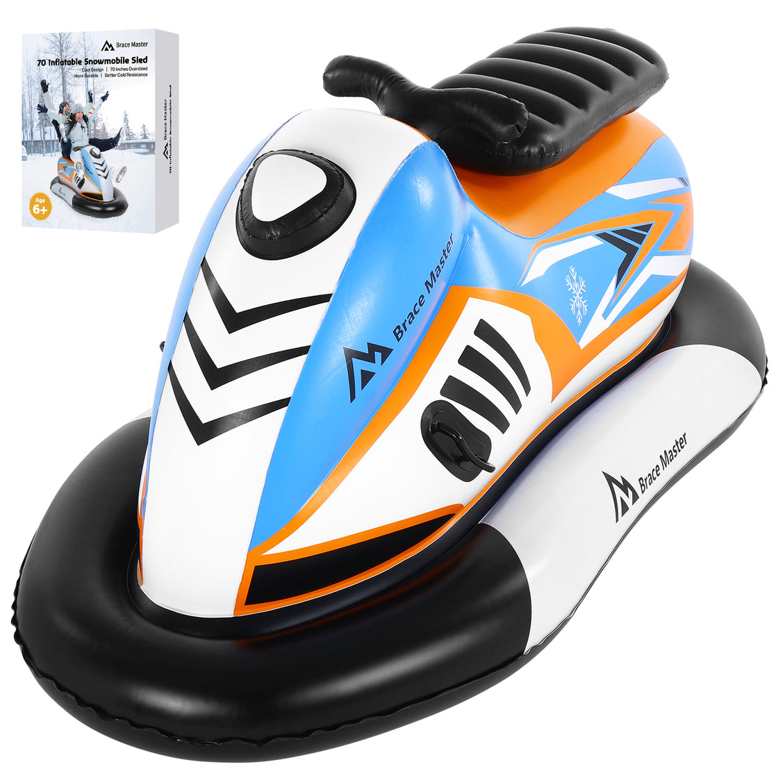 Brace Master Inflatable Snowmobile 71 Inch Snow Sled