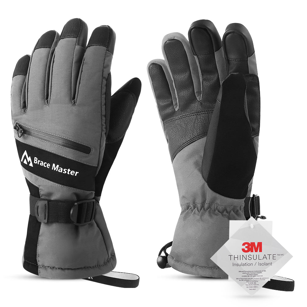 Brace Master Waterproof Ski Gloves (Grey)