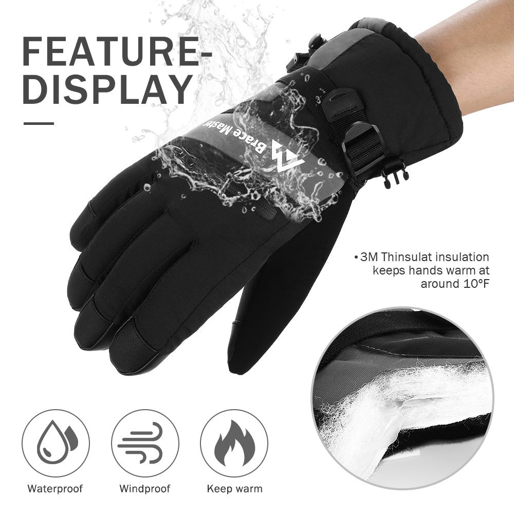 Brace Master Waterproof Ski Gloves (Black)