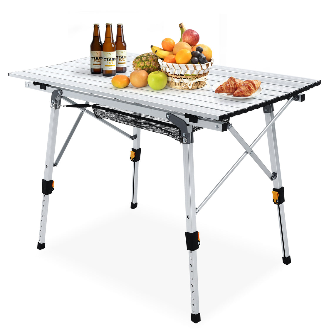 Brace Master Camping Table Folding Portable Aluminum Picnic Table with Tablecloth