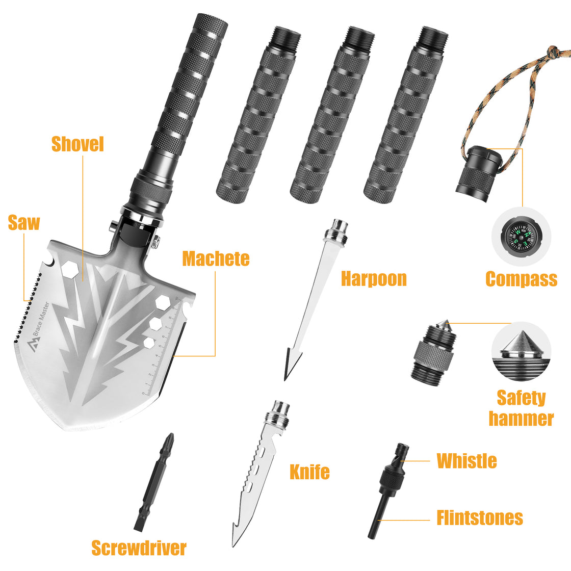Brace Master Folding Shovel Multifunctional Camping Shovel