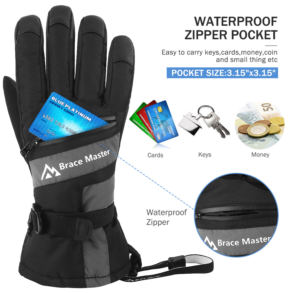 Brace Master Waterproof Ski Gloves (Black)