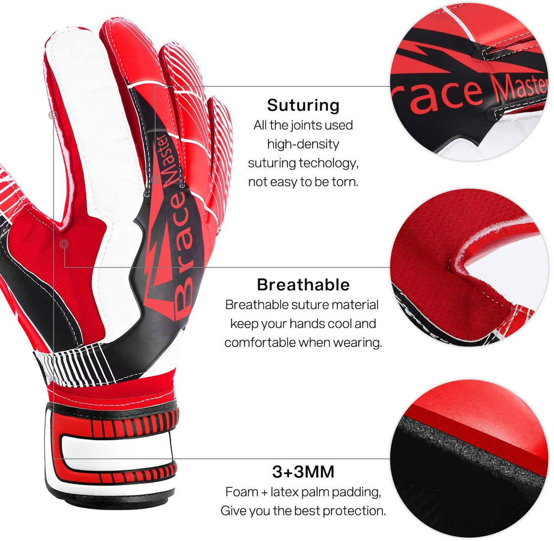 Brace Master Goalie Gloves for training and match