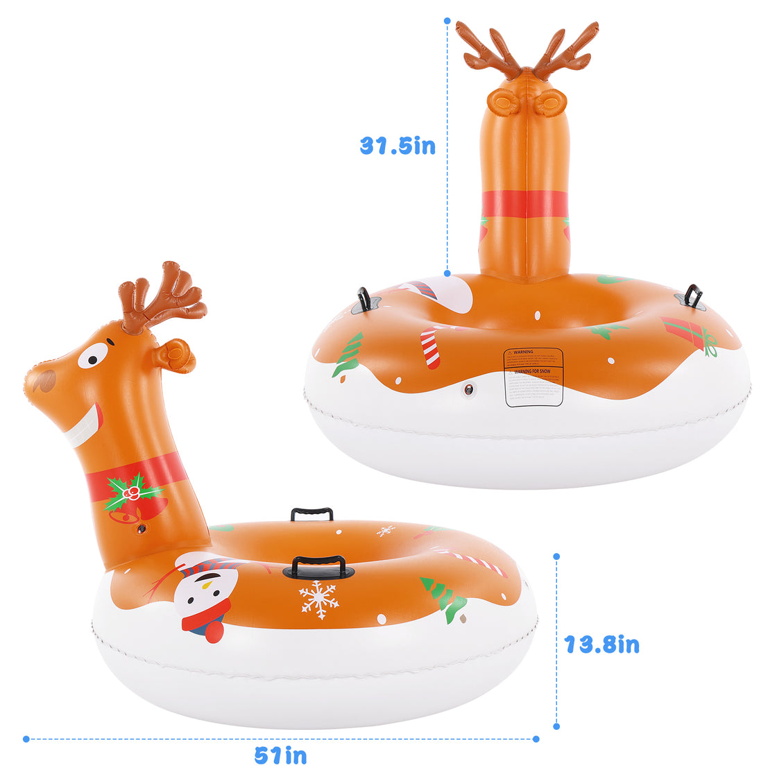 Brace Master Inflatable Heavy Duty Snow Reindeer Tube 51Inch