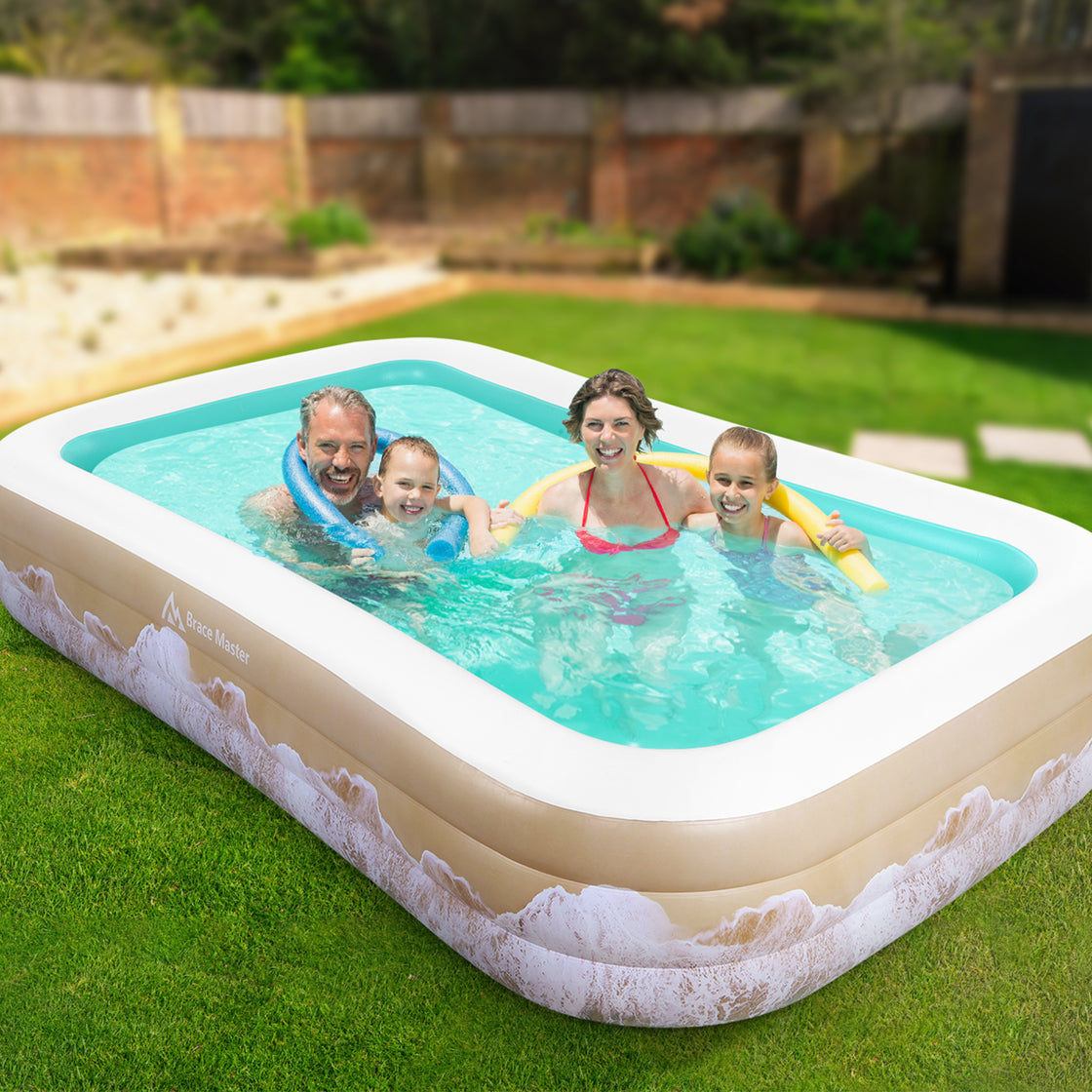 Brace Master Inflatable Family Kiddie Swimming Pool 241cm*142cm*56cm