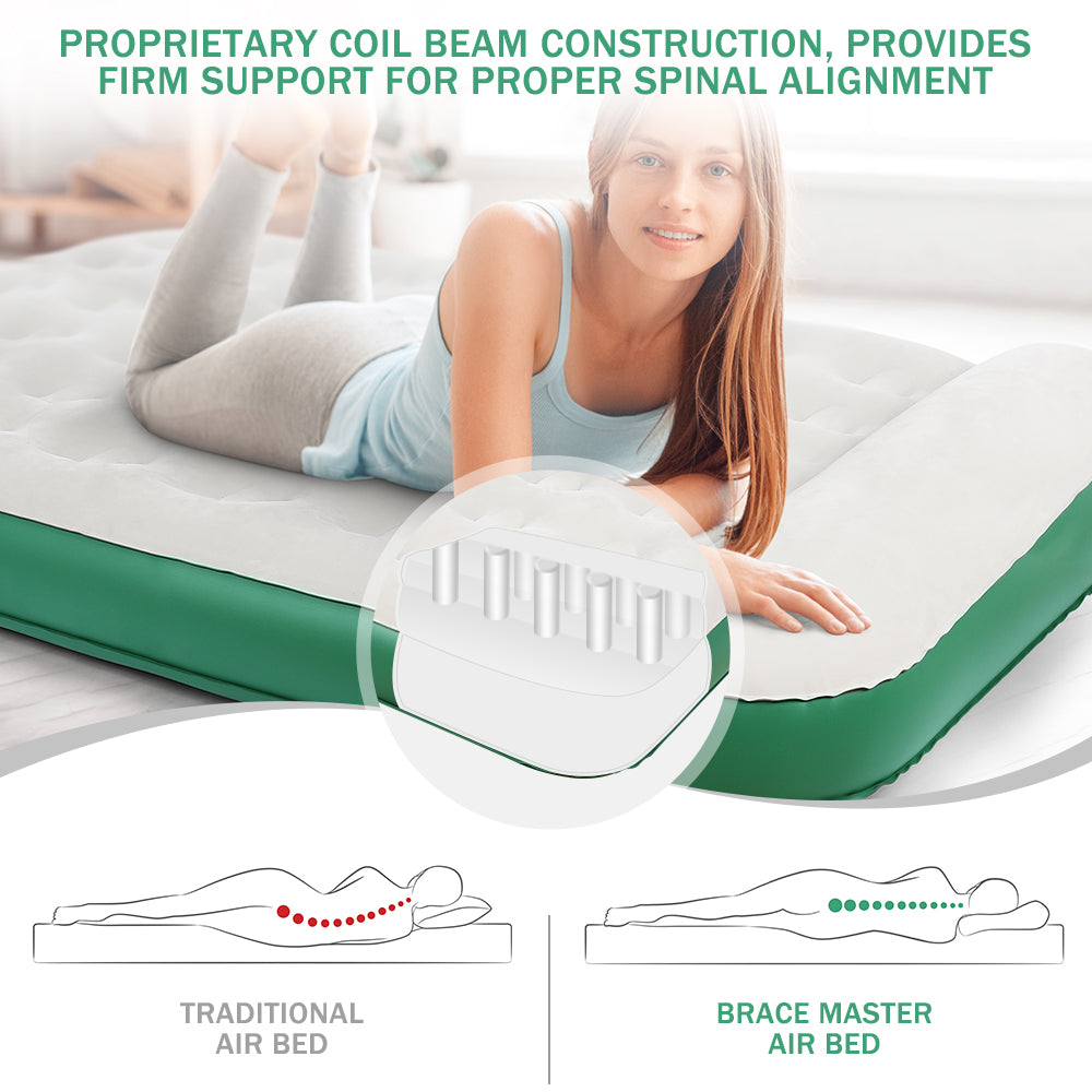 Brace Master Air Mattress Waterproof Flocked with Pillow 203*152*28cm