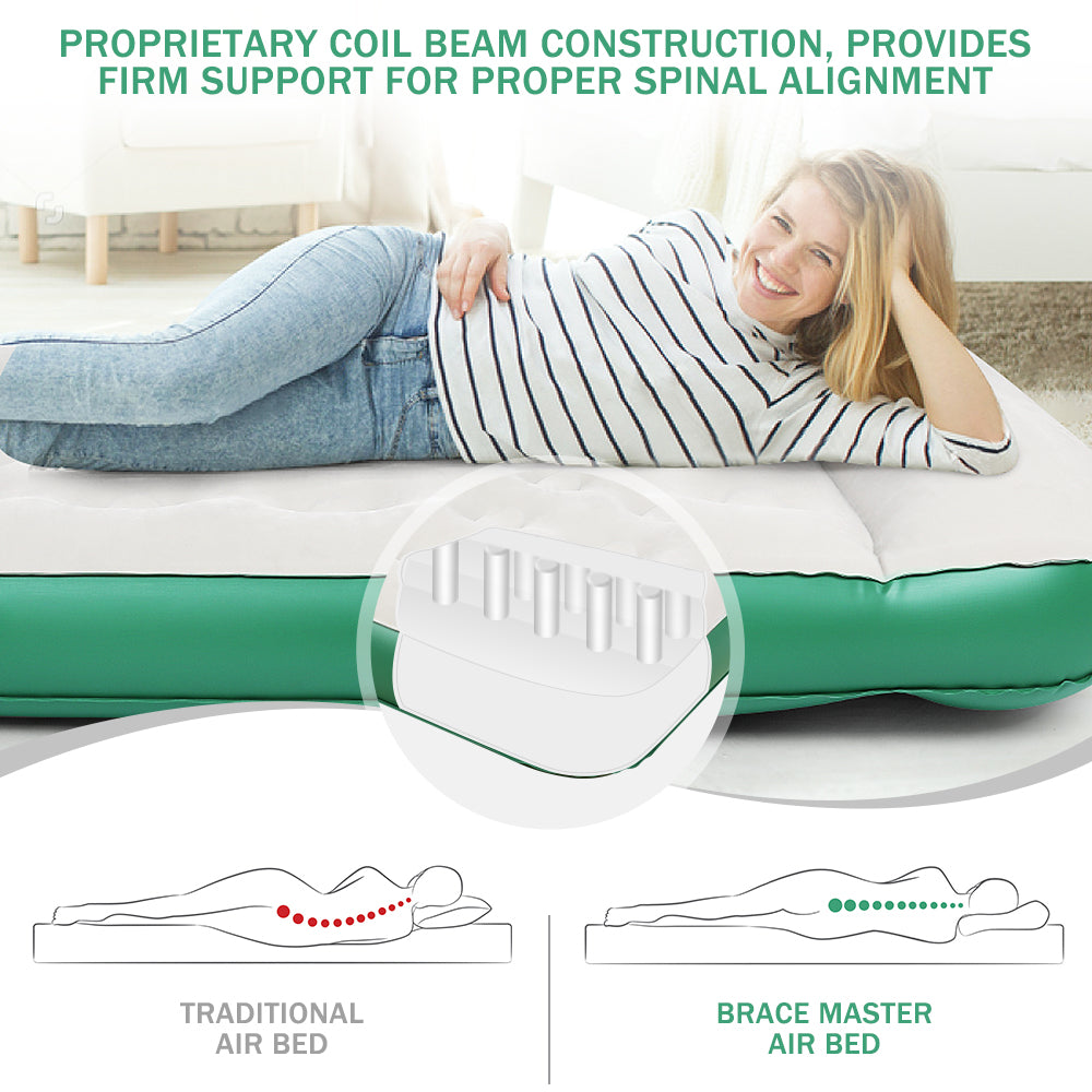 Brace Master Air Mattress Waterproof Flocked with Pillow 203*152*28cm