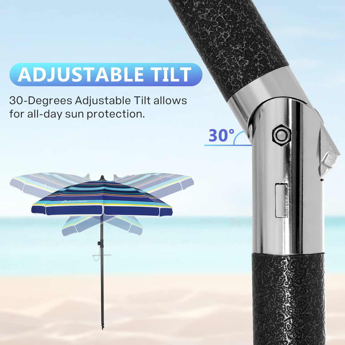 7.5ft Beach Umbrella (BlueYellow Stripe,7.5ft)