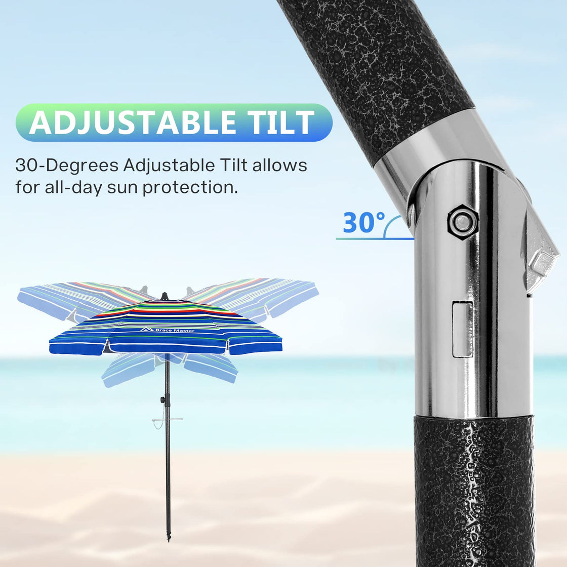 7.5ft Beach Umbrella (BlueRed Stripe Stripe,7.5ft)