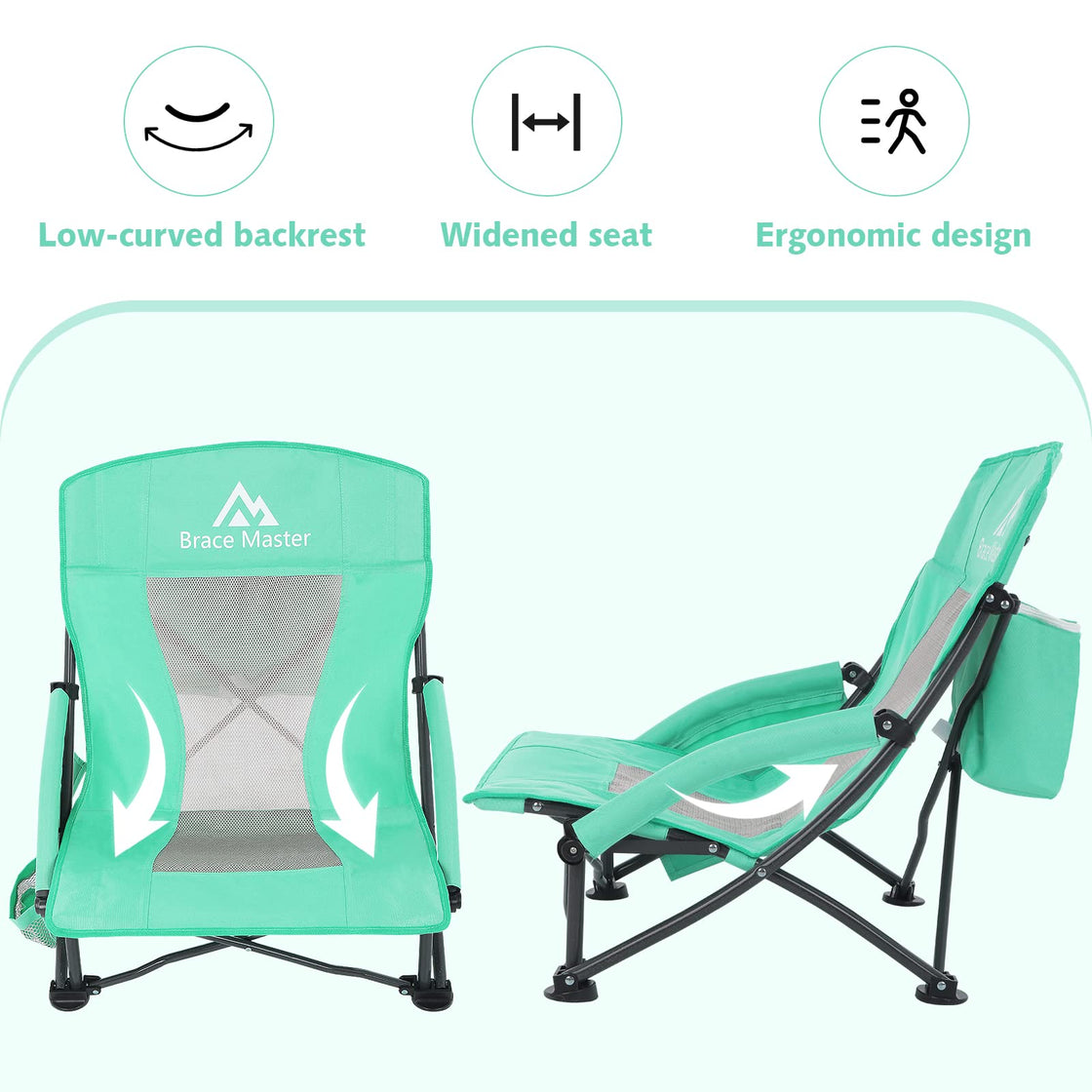 Low Back Beach Chair (Green 1 Pack）