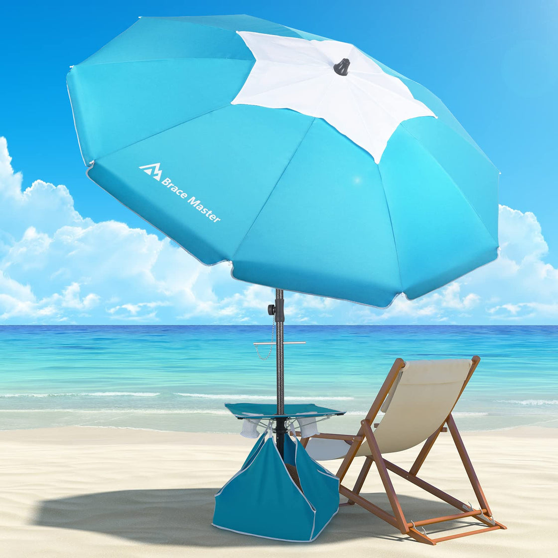 7.5ft Beach Umbrella (LightBlue with Table)