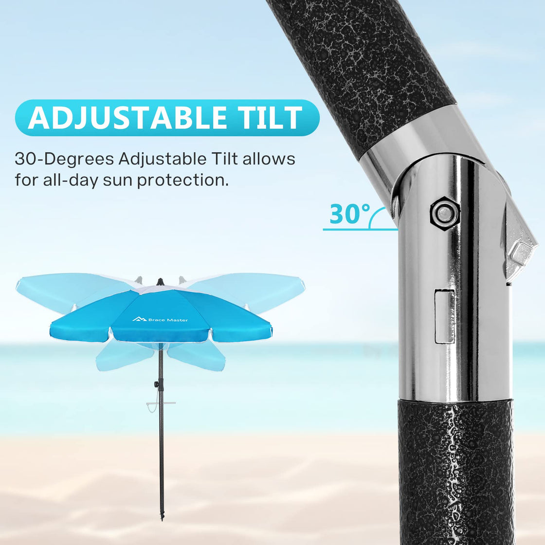 7.5ft Beach Umbrella (LightBlue,7.5ft)