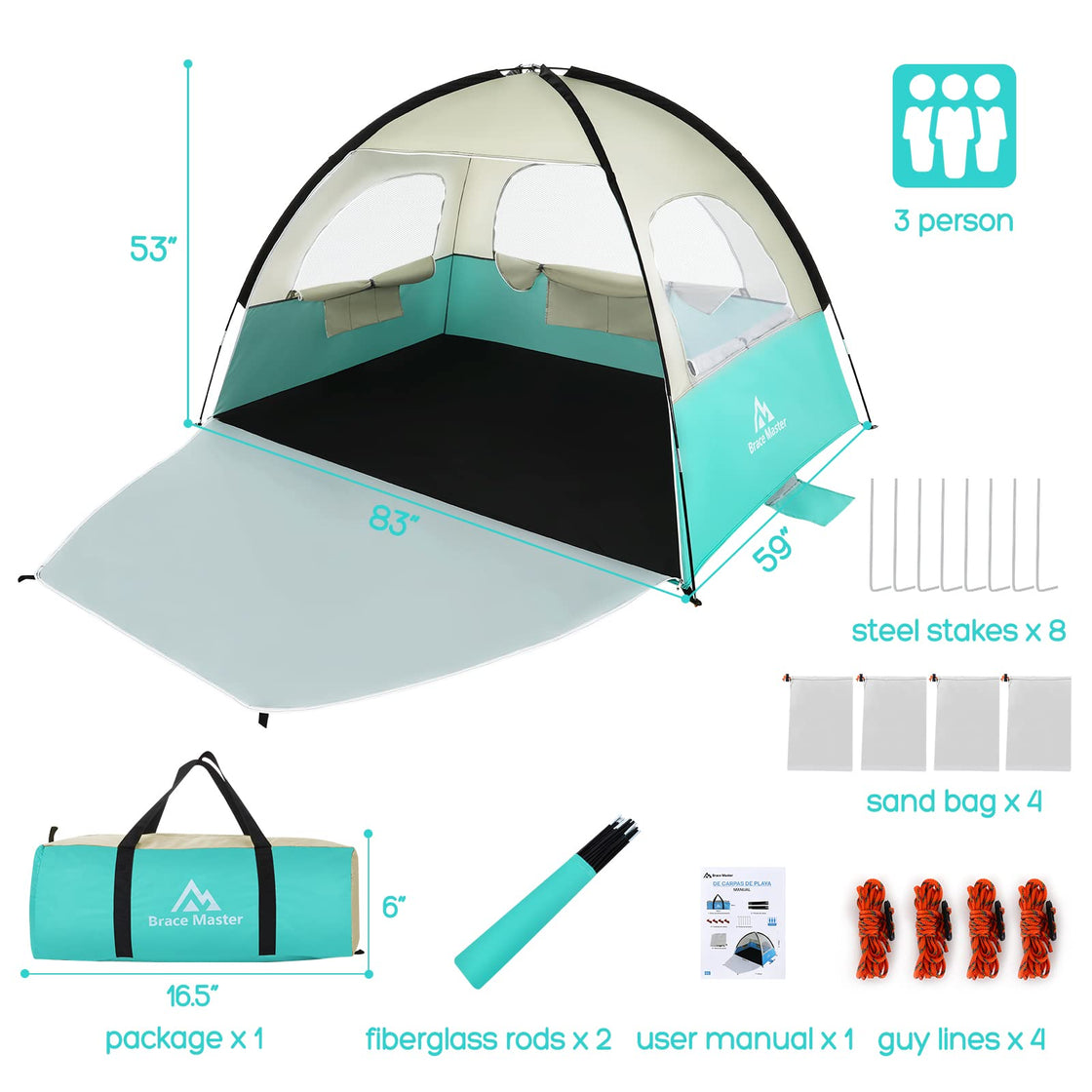 Beach Tent Sun Shelter(Mint Green)
