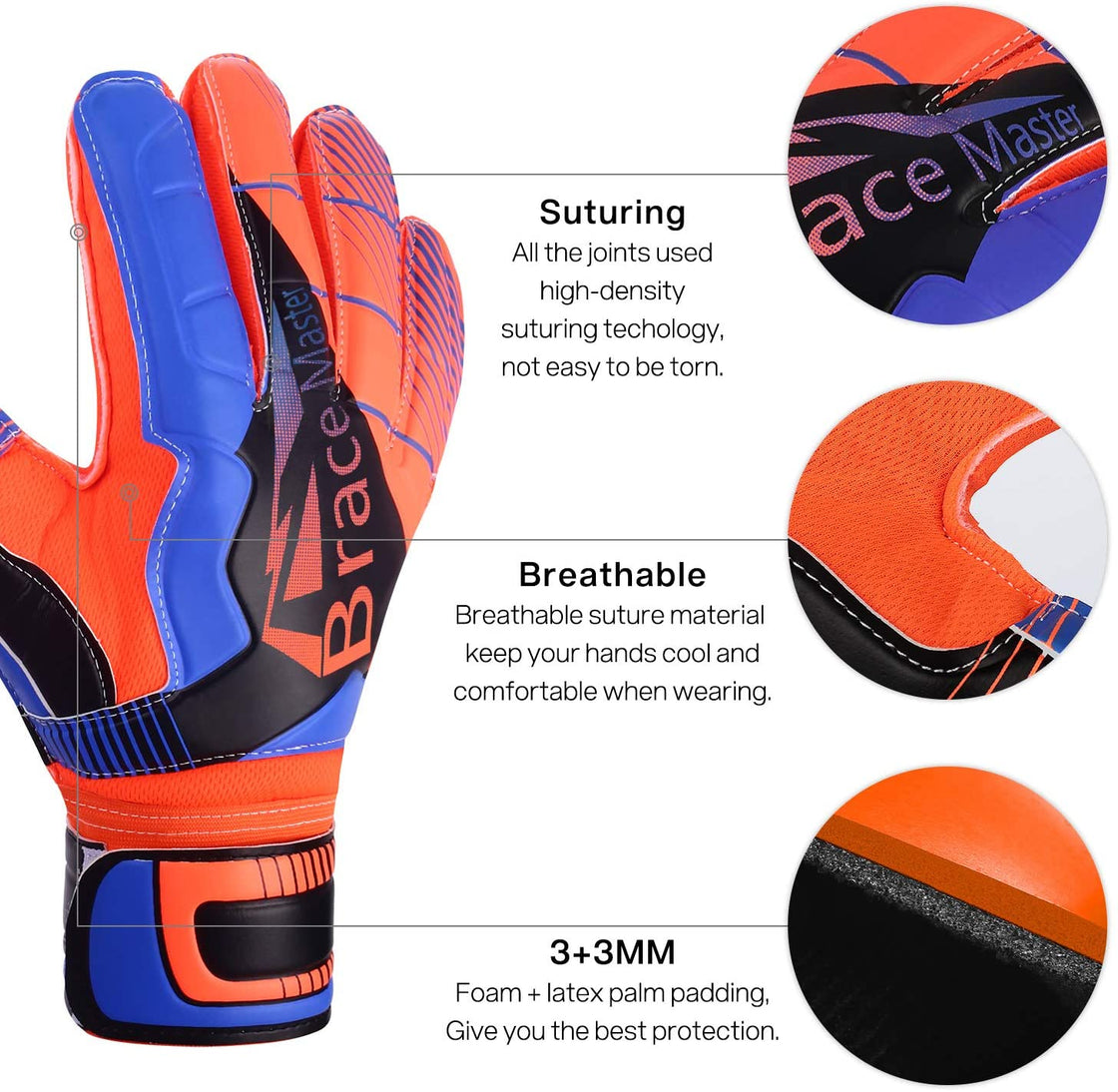 Brace Master Goalie Gloves for training and match