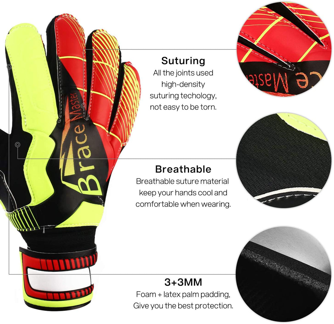 Brace Master Goalie Soccer Gloves for Youth & Adult