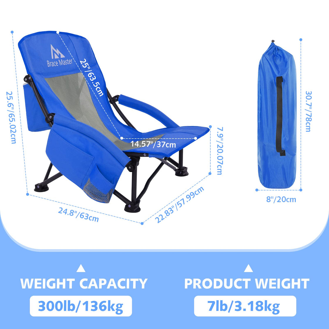 Low Back Beach Chair (Blue 2 Pack）