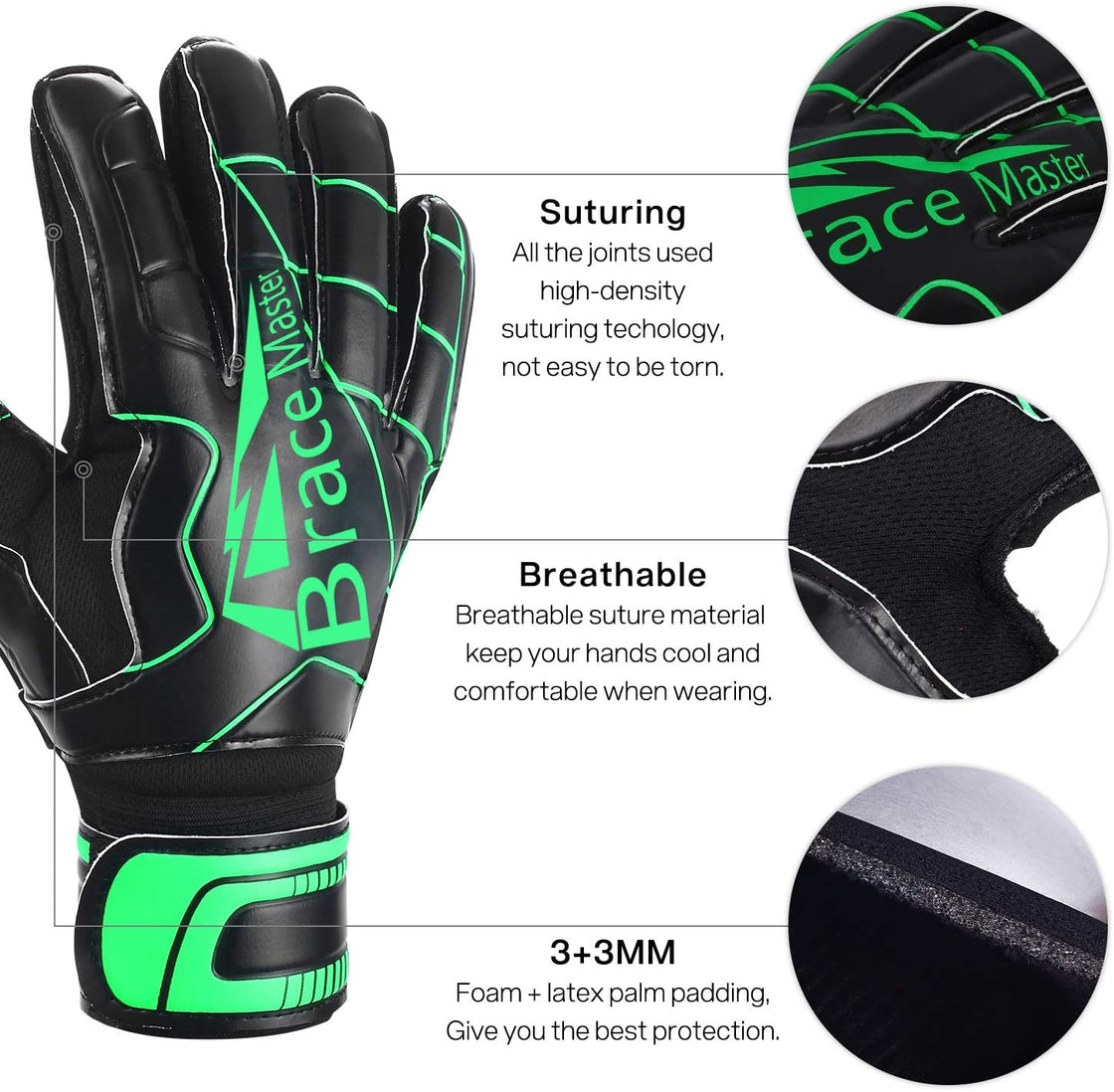 Brace Master Goalie Gloves for training and match