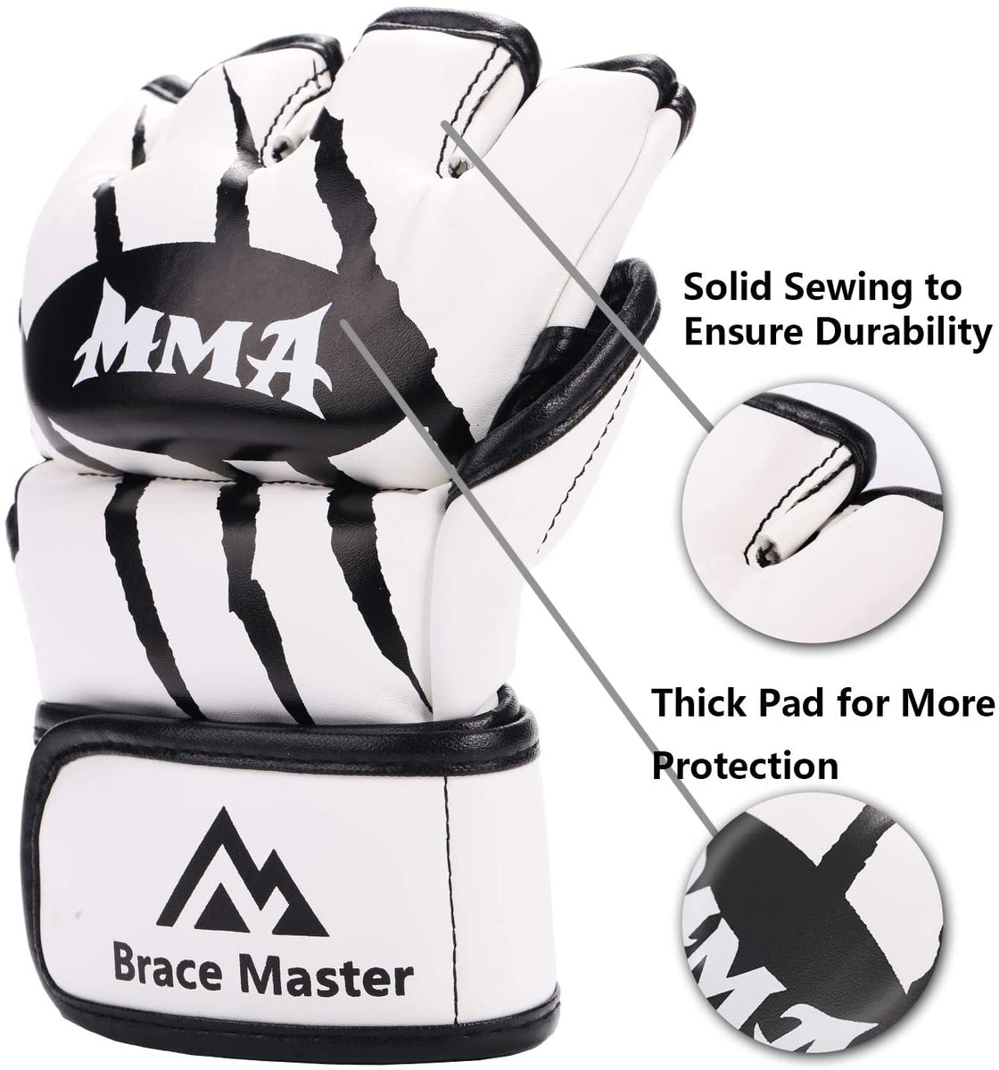 Brace Master MMA Boxing Leather Fingerless Punching Bag Gloves