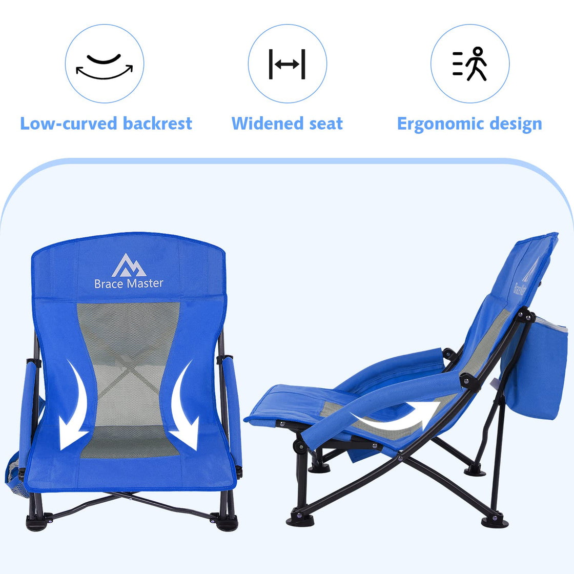 Low Back Beach Chair (Blue 2 Pack）