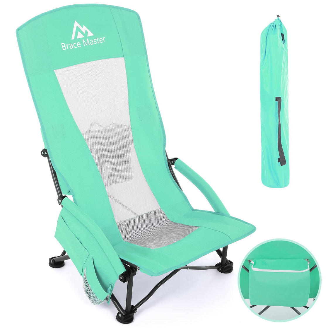 High Back Beach Chair (Green 1 Pack）
