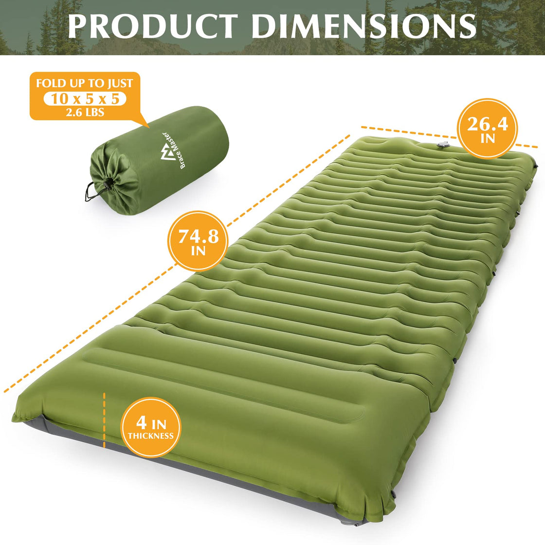 Brace Master Matelas de Camping 2 Personnes 190 * 140 cm, Epaisseur  Supplémentaire Ultraléger Matelas Gonflable 2 Personnes Camping Imperméable  avec