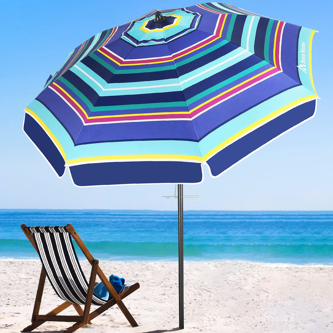 7.5ft Beach Umbrella (BlueYellow Stripe,7.5ft)