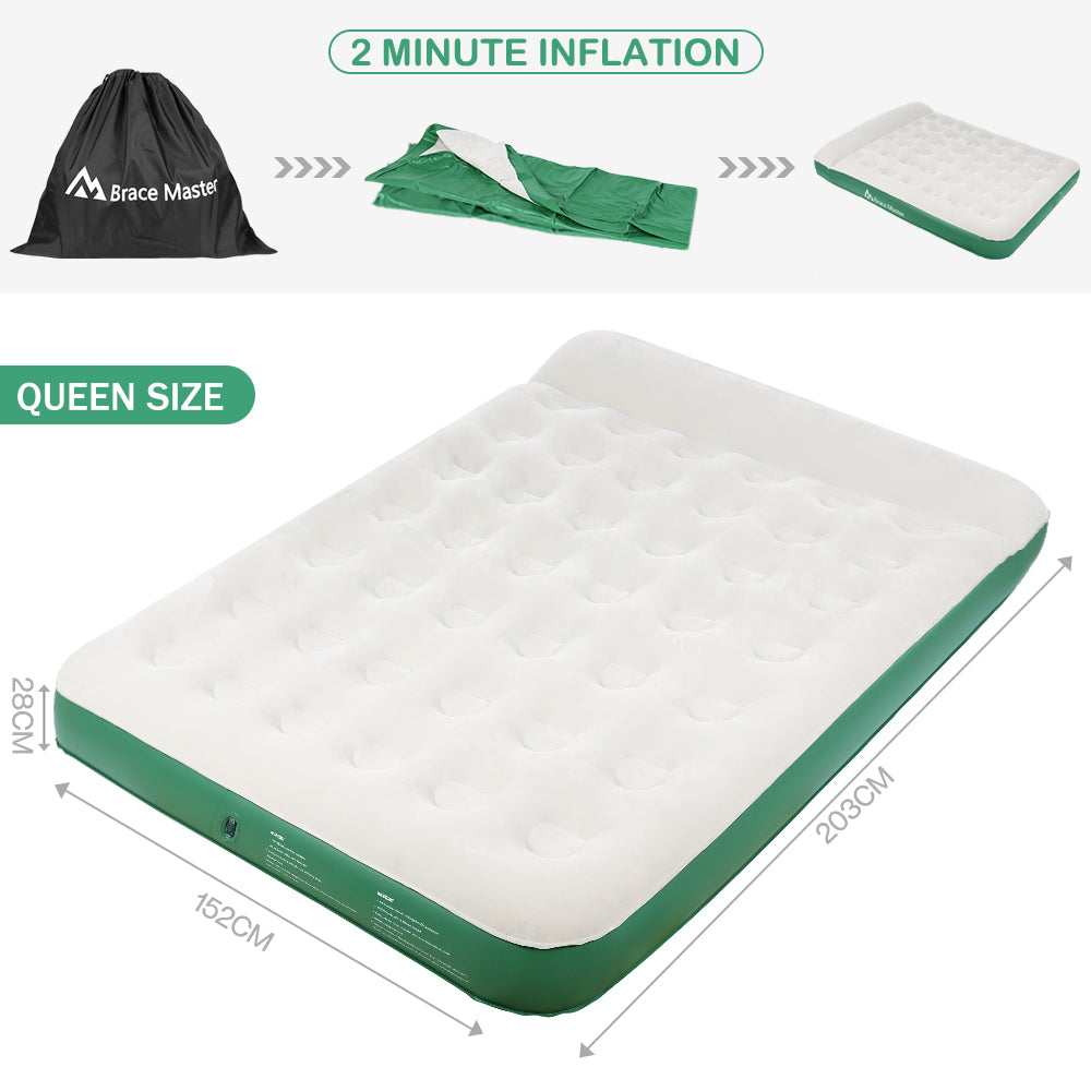 Brace Master Air Mattress Waterproof Flocked with Pillow 203*99*28cm