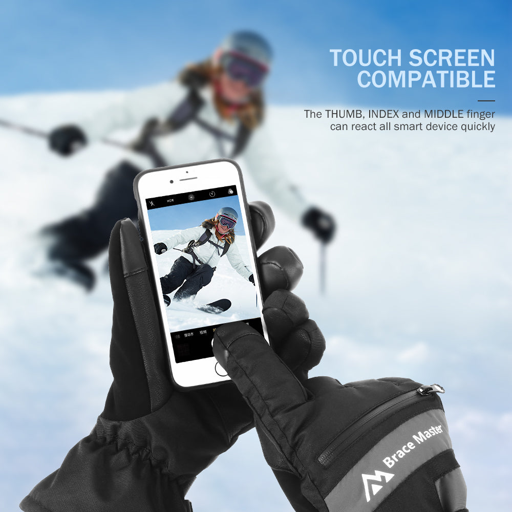 Brace Master Waterproof Ski Gloves (Black)