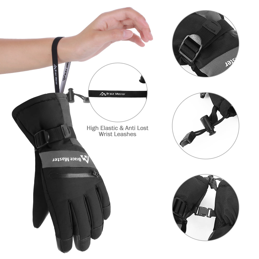 Brace Master Waterproof Ski Gloves (Black)