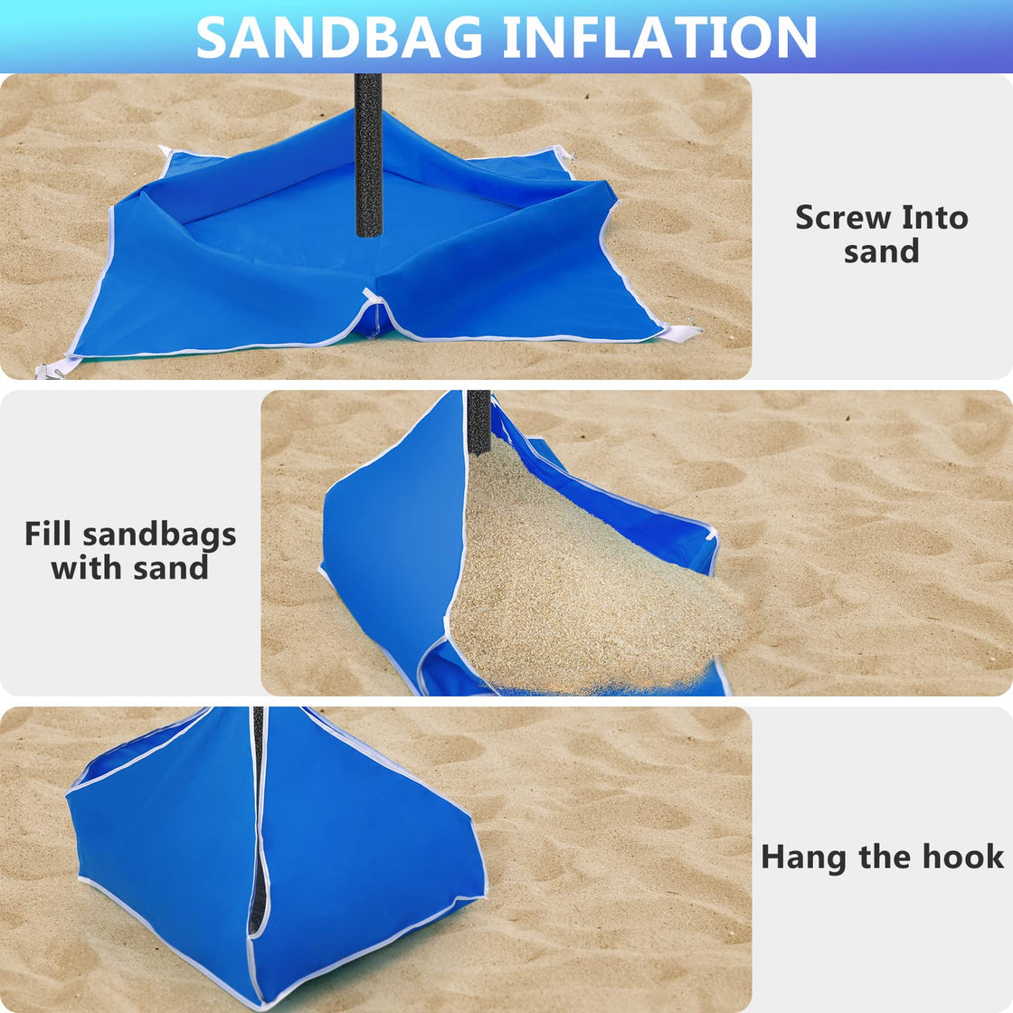 7.5ft Beach Umbrella (BlueYellow Stripe with Table)