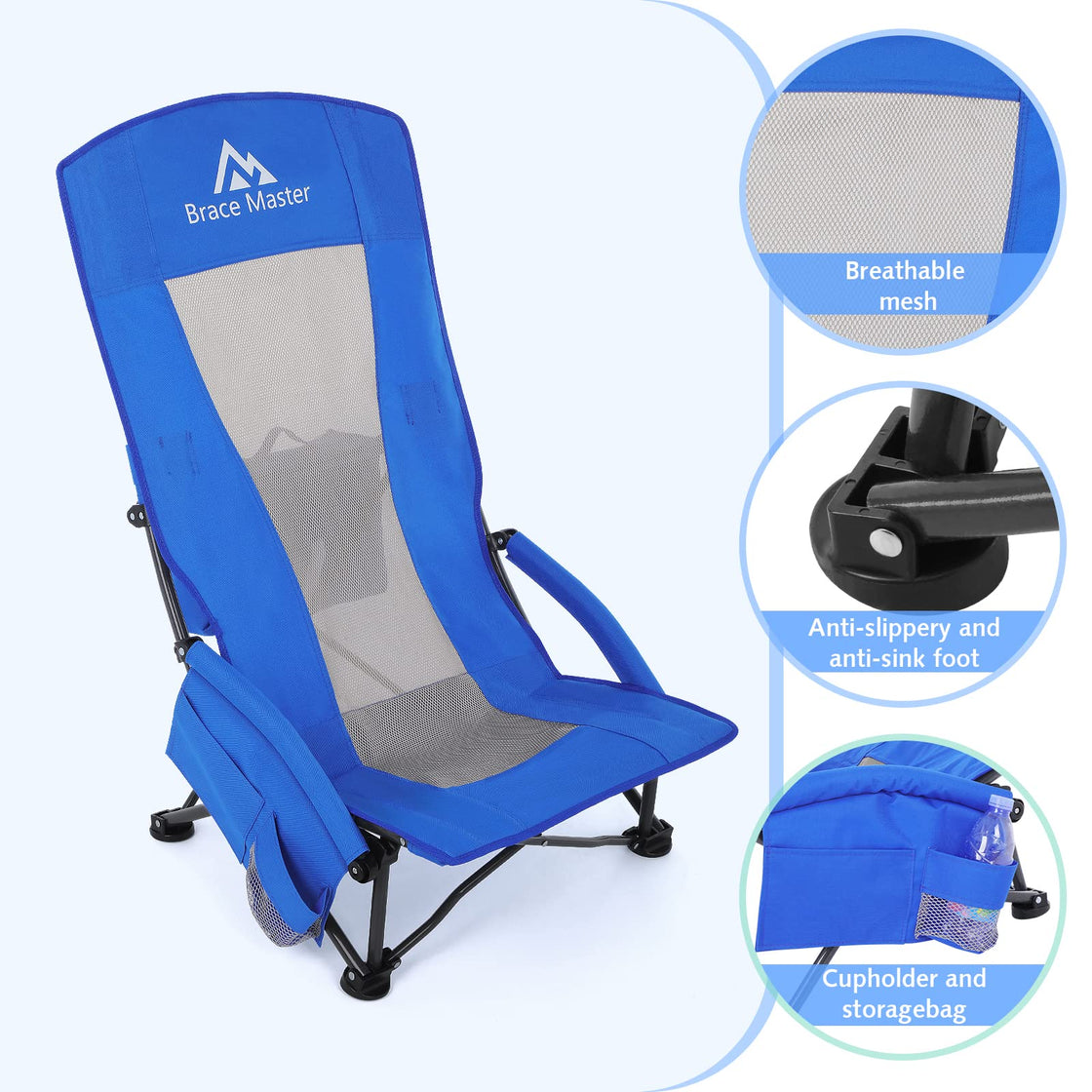 High Back Beach Chair (Blue 2 Pack）