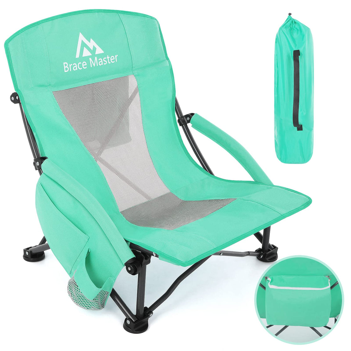 Low Back Beach Chair (Green 1 Pack）