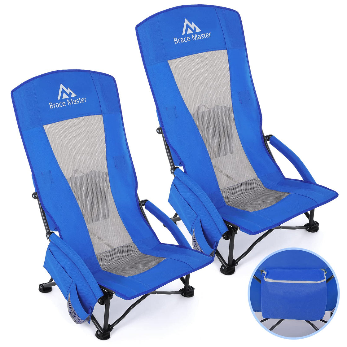 High Back Beach Chair (Blue 2 Pack）