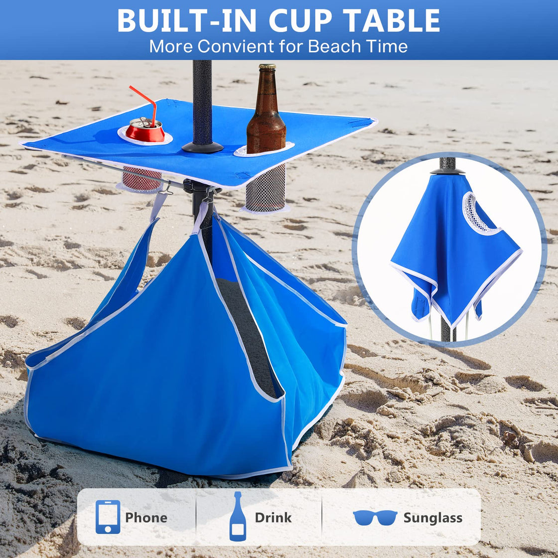 7.5ft Beach Umbrella (DarkBlue with Table)