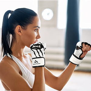 Brace Master MMA Boxing Leather Fingerless Punching Bag Gloves